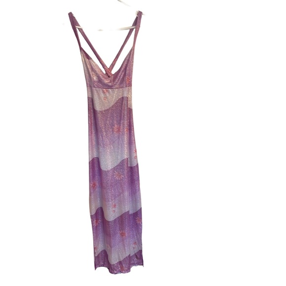 Chic Halter Maxi Dress in Shimmering Pink and Purple Size S - Picture 3 of 9